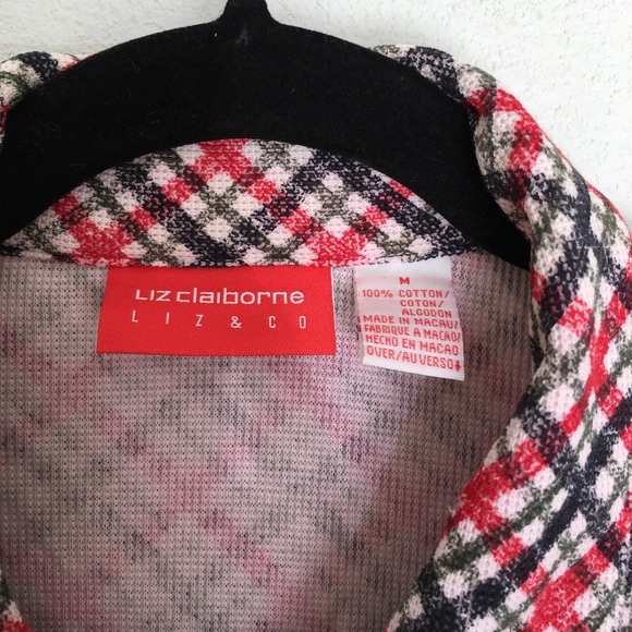 Vintage Liz Claireborn Flannel Pattern Jacket Top - Picture 3 of 7